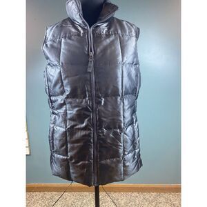 Lands‎ End Women's Size Small 6-8 Gray Metallic Down Puffer Vest Zipper